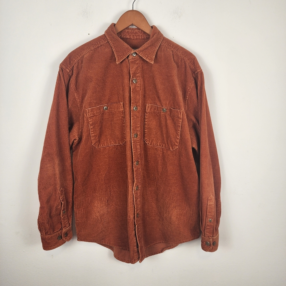 Territory Ahead Corduroy Waffle‎ Orange Heavy Button Front Shirt Shacket Large